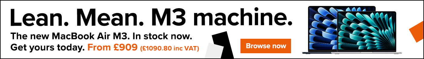 Lean. Mean. M3 machine. MacBook Air M3. In stock now.