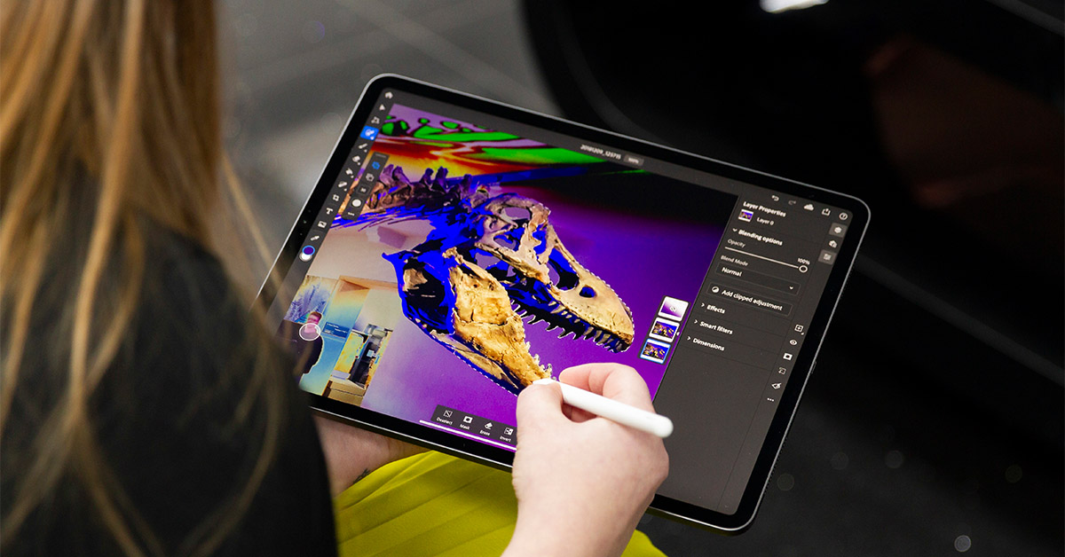 Person using Adobe Photoshop on an iPad 