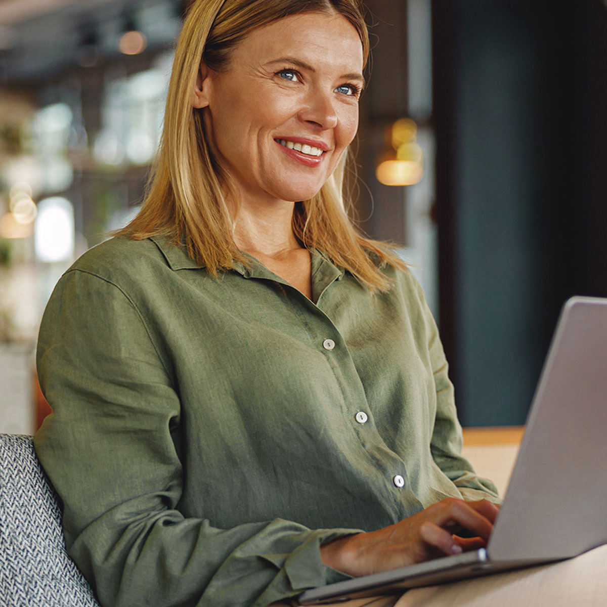 Woman using her MacBook