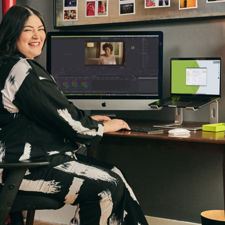 Woman using LucidLink for remote collaboration