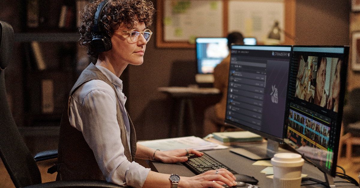 Woman using Strawberry Skies