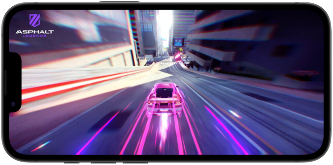 iPhone 17e showing a racing game being played