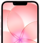 iPhone 17e, partial front exterior with Ceramic Shield 2, soft pink colour, showing wallpaper image of a pink flower