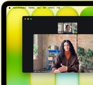 MacBook Neo, citrus colour, video call onscreen, Centre Stage feature keeps user centred in the frame